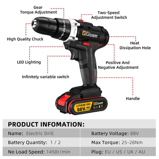 21V Cordless Impact Drill – Brushless Hammer Driver
