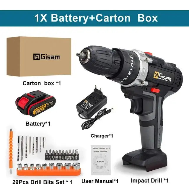 21V Cordless Impact Drill – Brushless Hammer Driver