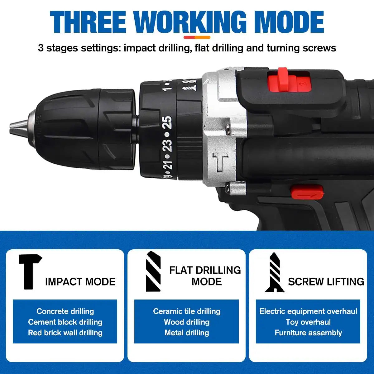 21V Cordless Impact Drill – Brushless Hammer Driver