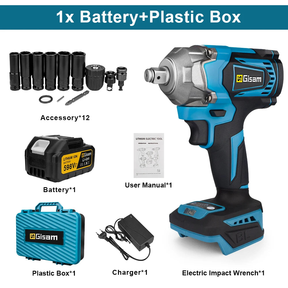 1200NM Brushless Impact Wrench – 1/2” Cordless Power Tool