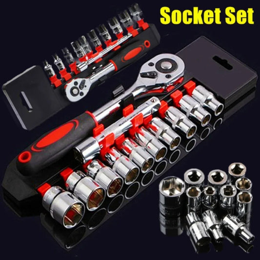 12PCS Compact Car Socket Tool Set – Portable Emergency Repair Kit for Cars & Motorcycles.                                   Essential compact socket set for quick car repairs and emergency fixes.