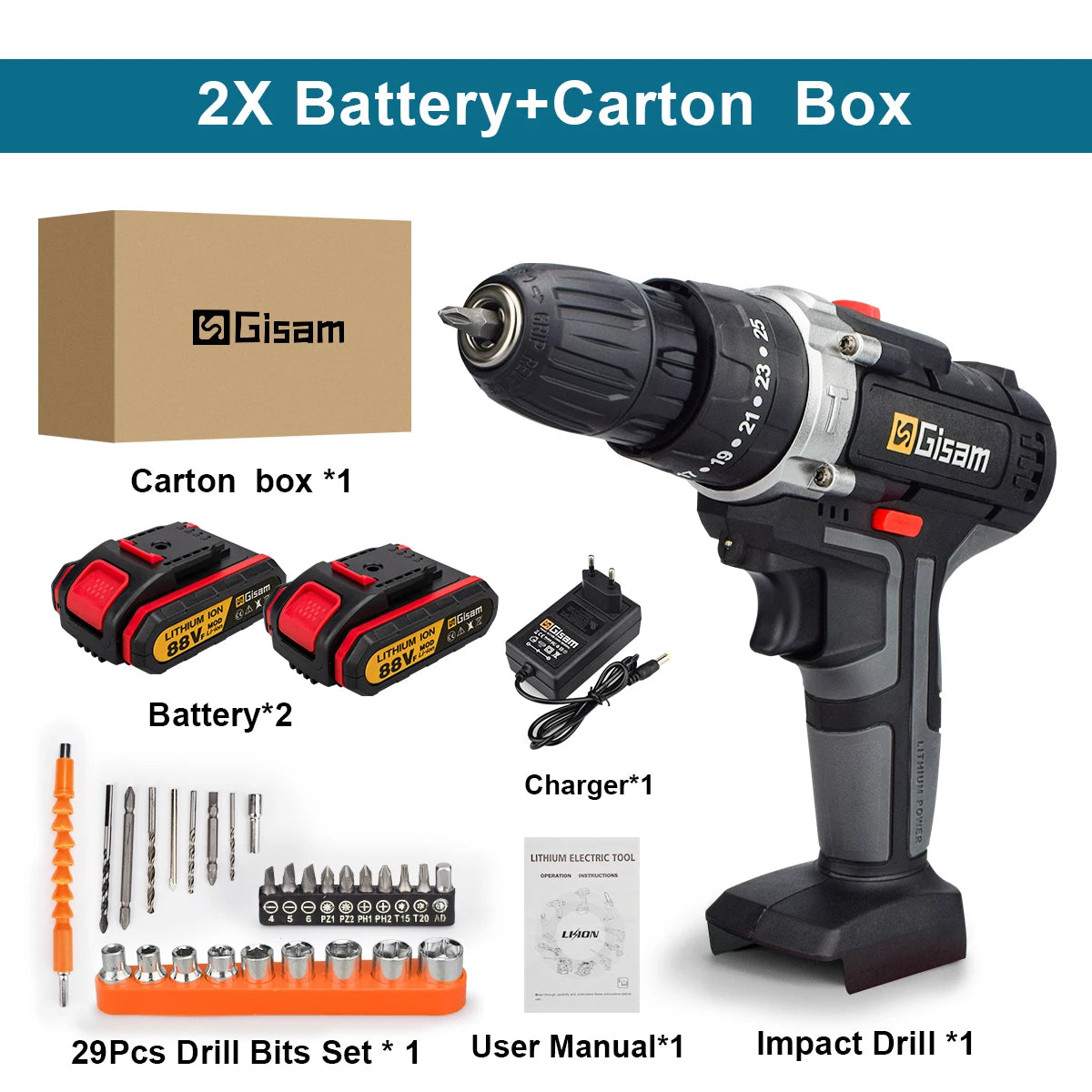 21V Cordless Impact Drill – Brushless Hammer Driver