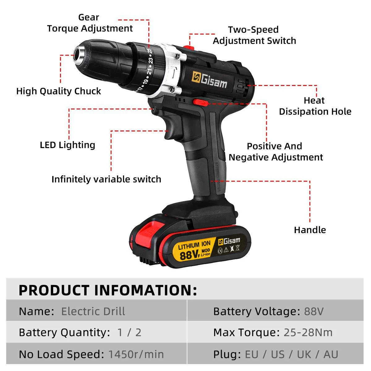 21V Cordless Impact Drill – Brushless Hammer Driver
