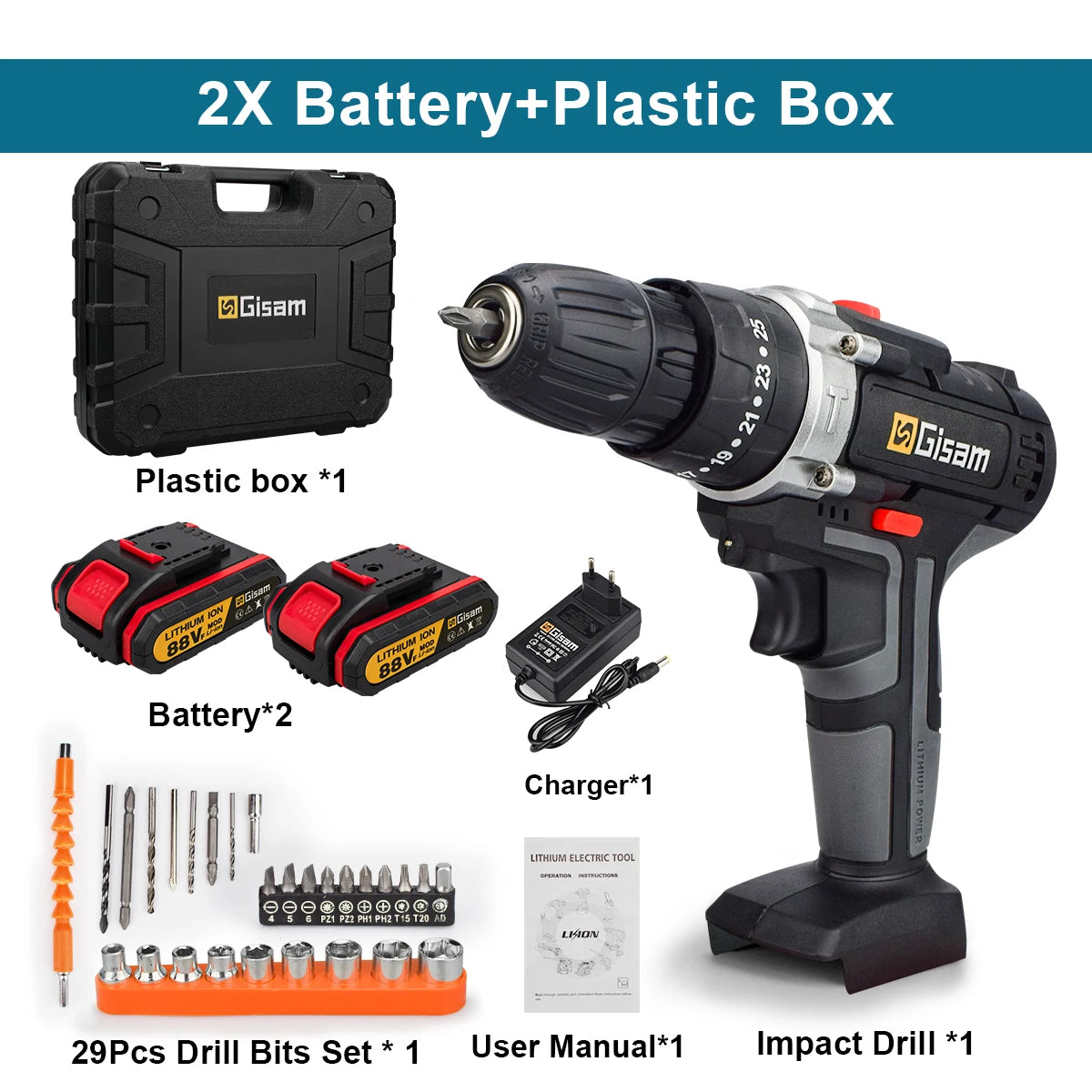 21V Cordless Impact Drill – Brushless Hammer Driver