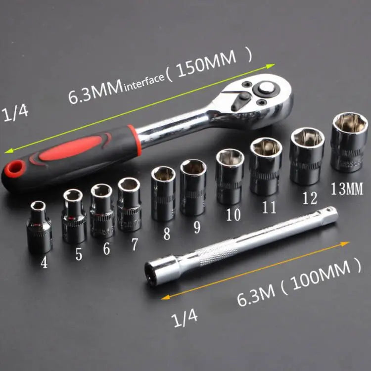 12PCS Compact Socket Set – Portable Car Repair Kit