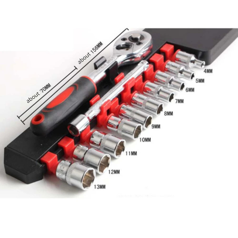 12PCS Compact Socket Set – Portable Car Repair Kit