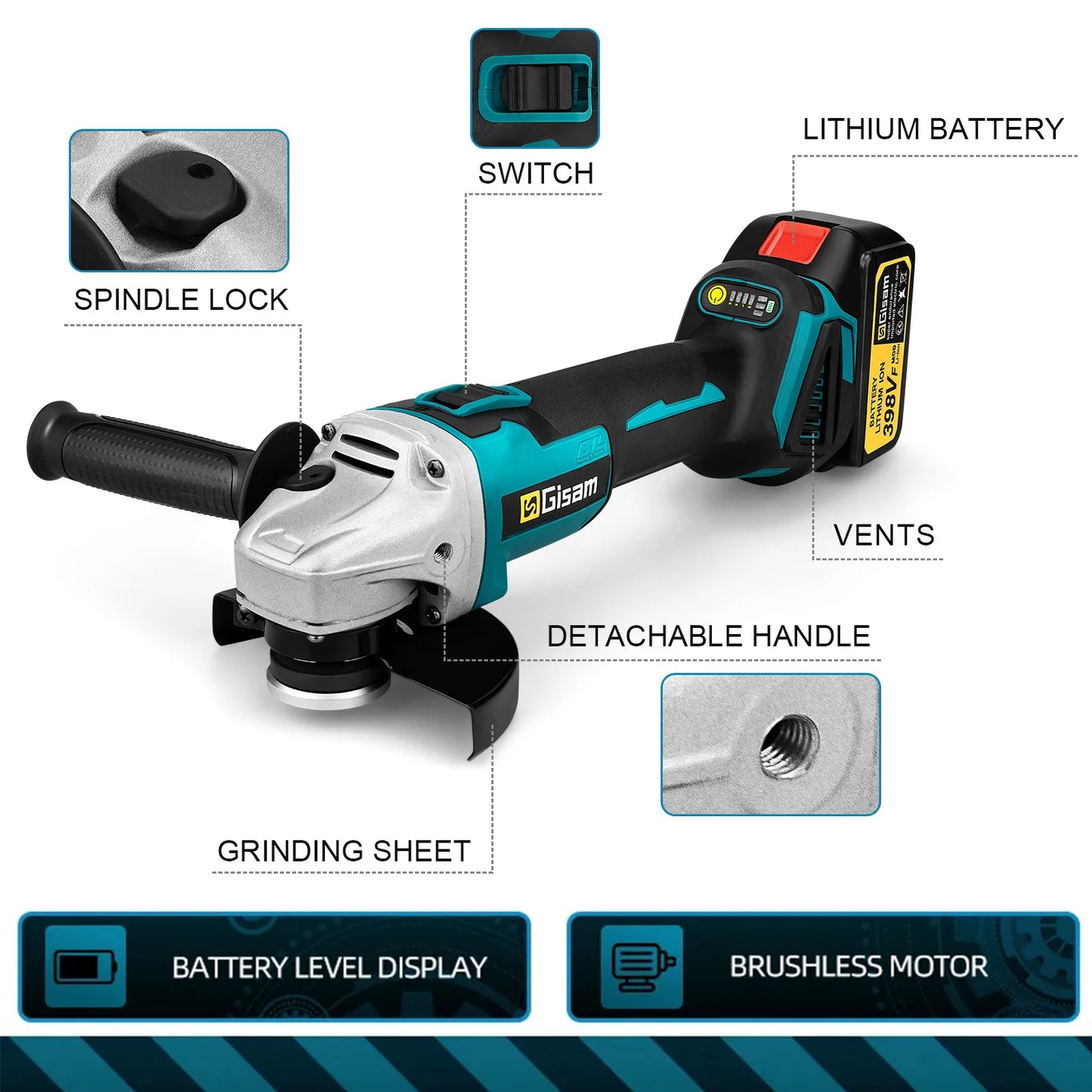 125mm Brushless Angle Grinder – 18V Cordless Cutting Tool